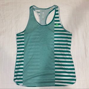 Adidas Green Striped Razorback Tank Top